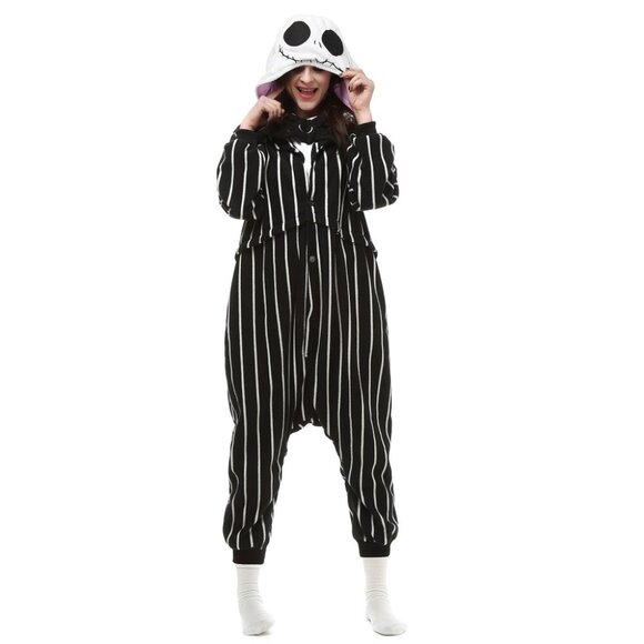 SUPER PLUSH Jack Skellington ADULT Onesie Costume SIZE MEDIUM - Picture 1 of 4